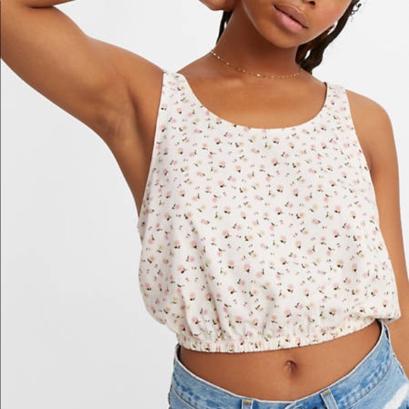 Levi’s Mini Floral Crop Top Sz XL - Picture 6 of 11